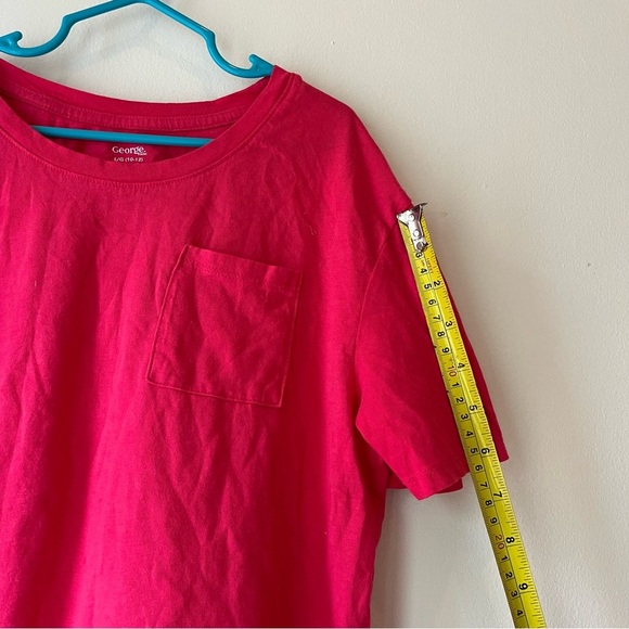 🌼 5/$25 Girls Pocket Tee Magenta Pink Short Sleeve Cotton Basic Top Size L 10/12 - Picture 8 of 8